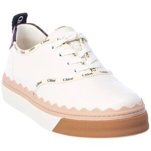 NIB CHLOE Lauren Logo Scallop Leather Low Top Nama Woody Telma Laces Sneakers 39